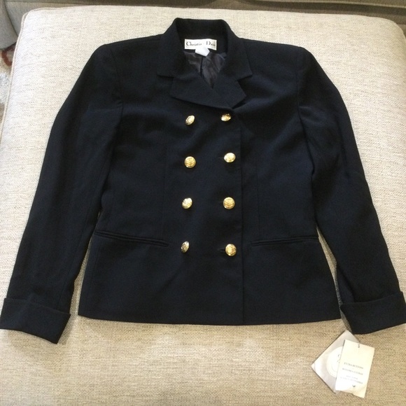 Dior Jackets & Blazers - Christian Dior black blazer jacket gold colored buttons women’s size 6 NWT